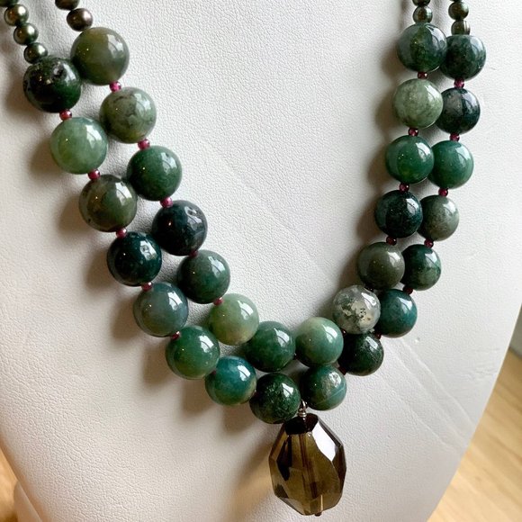Green pearl & topaz multistrand necklace - Picture 7 of 7